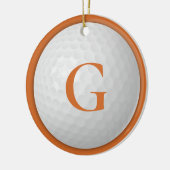 Kerst Sinaasappel Monogram Golfbal Keramisch Ornament (Links)
