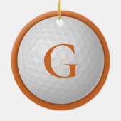 Kerst Sinaasappel Monogram Golfbal Keramisch Ornament (Achterkant)