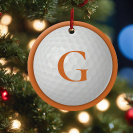 Kerst Sinaasappel Monogram Golfbal Keramisch Ornament
