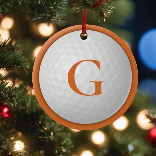 Kerst Sinaasappel Monogram Golfbal Keramisch Ornament