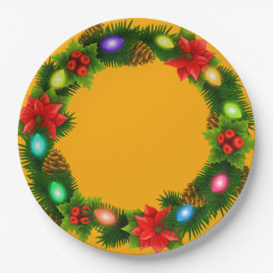 Kerst Sinaasappel Papier Party Borden 9" Papieren Bordje