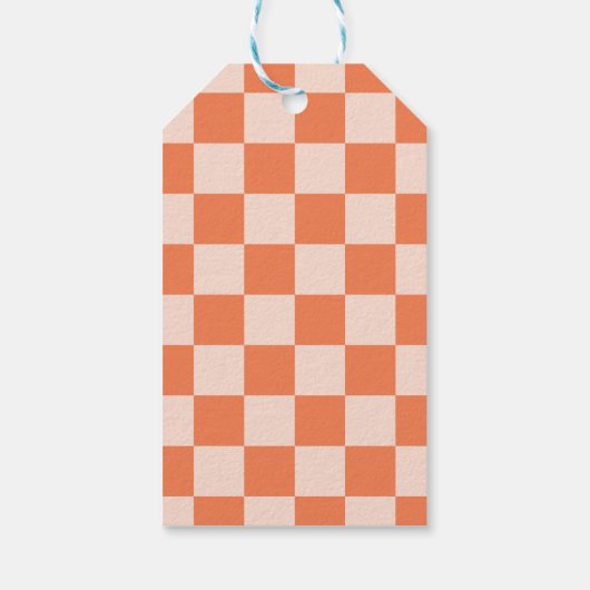 Kerst Sinaasappel Retro Checker Patroon Cadeaulabel (Achterkant)