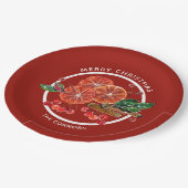 Kerst Sinaasappel Slices Kaneel Sticks Bessen Papieren Bordje (Gekanteld)