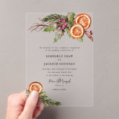 Kerst Sinaasappel Slices Mistletoe Wedding Acryl Uitnodigingen (Insitu (Draagbaar))