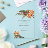 Kerst Sinaasappel Slices Mistletoe Wedding Acryl Uitnodigingen (Insitu (Huwelijk))