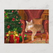 Kerst sinaasappel tabby feestdagenkaart (Voorkant)