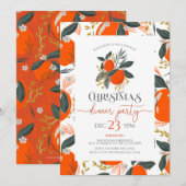 Kerst sinaasappels & bloemen patroonfeest uitnodig kaart (Voorkant / Achterkant)