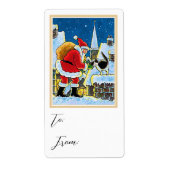 Kerst Sinterklaas Kat Cadeau Sticker Label (Voorkant)