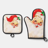 Kerst Sinterklaas Oven Mitt & Pot Houders Ovenwant & Pannenlap Set (Voorkant)