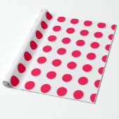 Kerst Sjabloon Rode Polka Dots Wit Trendy Cadeaupapier (Uitgerold)