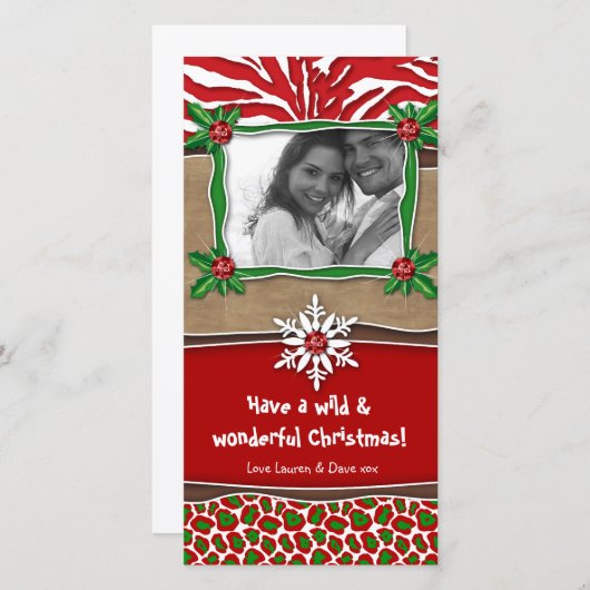 Kerst Sjabloon Snowflake Zebra Leopard (Voorkant / Achterkant)