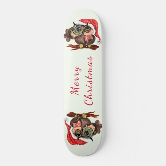 Kerst Skateboard Baby Uil met Gift (Voorkant)