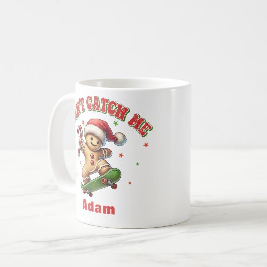 Kerst Skateboarden Gingerbread Man Koffiemok (Voorkant links)