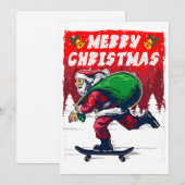Kerst skateboarding Kerstman grappig Feestdagenkaart (Voorkant / Achterkant)