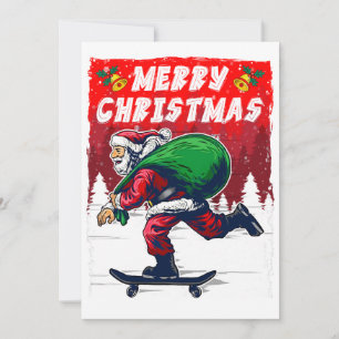 Kerst skateboarding Kerstman grappig Feestdagenkaart