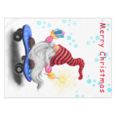 Kerst Skater Gnome met Gift Tafelkleed (Voorkant (Horizontaal))