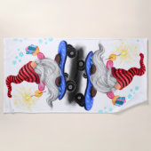 Kerst Skater Gnomen met Gift Beach Handdoek (Voorkant)