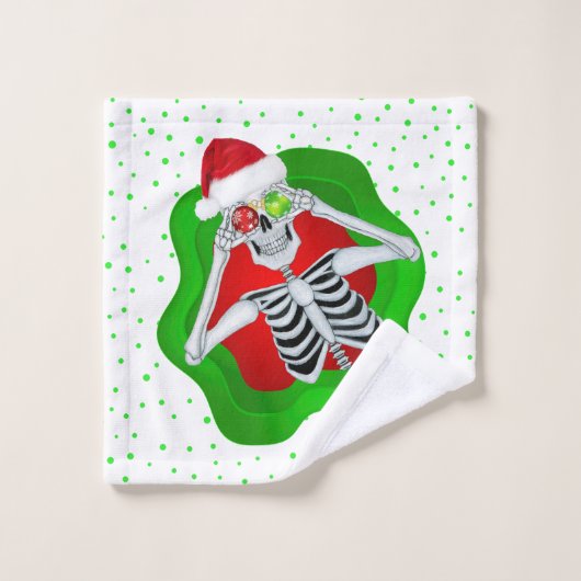 Kerst Skelet Bright Splatter Shape Stippen Bad Handdoek (Wasdoekje)