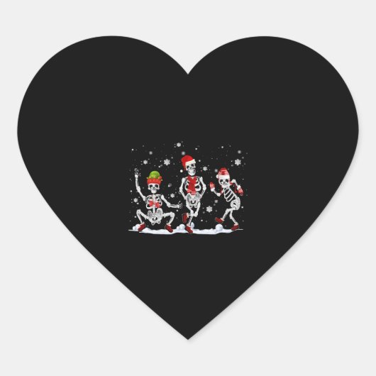 Kerst Skelet Creepy Dancing Hart Sticker (Voorkant)