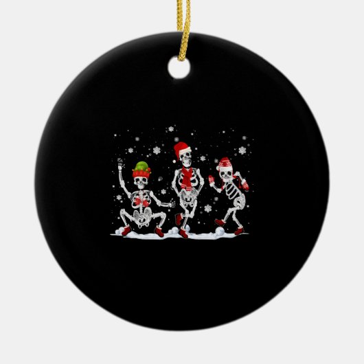 Kerst Skelet Creepy Dancing Keramisch Ornament (Voorkant)