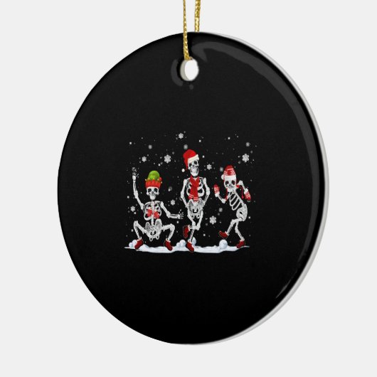 Kerst Skelet Creepy Dancing Keramisch Ornament (Links)