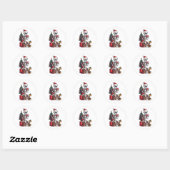Kerst Skelet Dragen Santa Outfit Ronde Sticker (Vel)