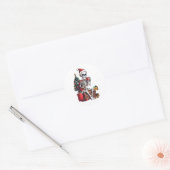 Kerst Skelet Dragen Santa Outfit Ronde Sticker (Envelop)
