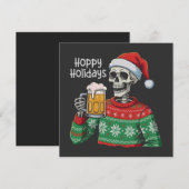 Kerst Skelet Drink Beer Hoppy Feestdagen Feestdagenkaart (Voorkant / Achterkant)