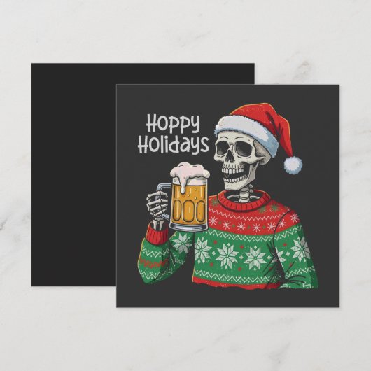 Kerst Skelet Drink Beer Hoppy Feestdagen Feestdagenkaart (Voorkant / Achterkant)