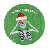 Kerst Skelet Glanzende Ornamenten Groen Goud Snijplank (Voorkant)