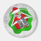 Kerst skelet Ornamenten Splatter vorm Cirkel Magneet (Voorkant)