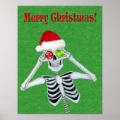 Kerst Skelet Pet Ornamenten Groen Gouden Flecks Poster (Voorkant)