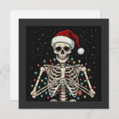 Kerst Skelet Santa Hat Xmas Lights Feestdagenkaart (Voorkant / Achterkant)