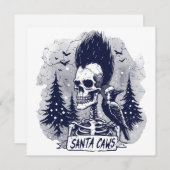 Kerst Skeleton en Raven Santa Caws Feestdagenkaart (Voorkant / Achterkant)