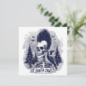 Kerst Skeleton en Raven Santa Caws Feestdagenkaart (Staand voorkant)