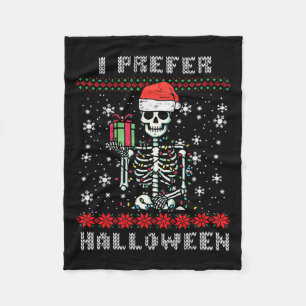 Kerst Skeleton Ik geef de voorkeur aan Halloween U Fleece Deken