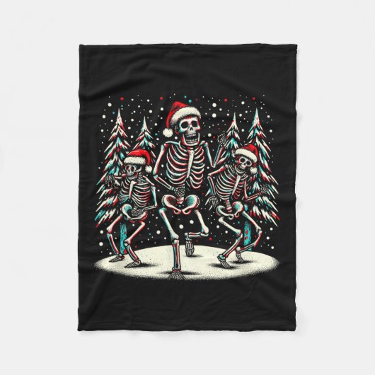 Kerst Skeletons -  Halloween Kostuum Fleece Deken (Voorkant)