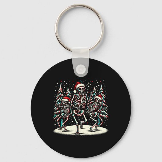 Kerst Skeletons - Halloween Kostuum Sleutelhanger (Voorkant)