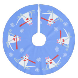 Kerst Ski Chalet Witte Muizen Skiërs Kerstboom Rok