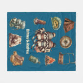 Kerst Ski Dierenpaar Wasbeer Buiten Blauw Fleece Deken (Voorkant (Horizontaal))