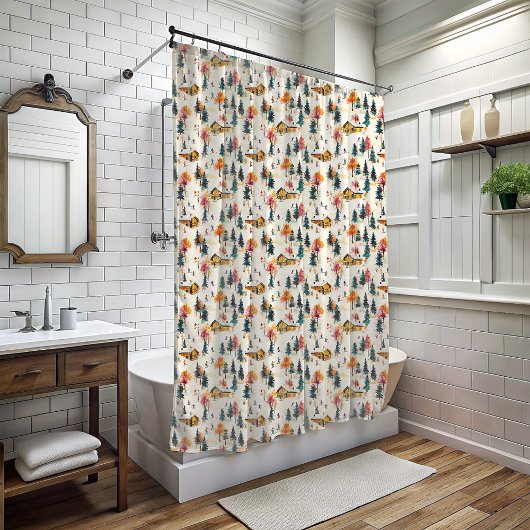 Kerst Ski Lodge Douchegordijn