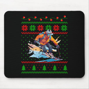 Kerst ski sportliefhebber Skiloper Funny Xmas ontw Muismat