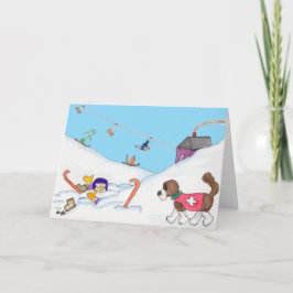 Kerst Ski Vakantie Redding Feestdagen Kaart