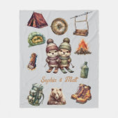 Kerst Skiën Dier Otter Paar Outdoor Grijs Fleece Deken (Voorkant)