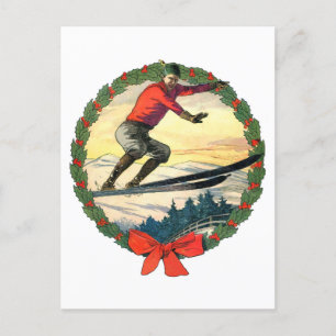 Kerst skispringen feestdagenkaart