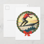 Kerst skispringen feestdagenkaart (Voorkant / Achterkant)