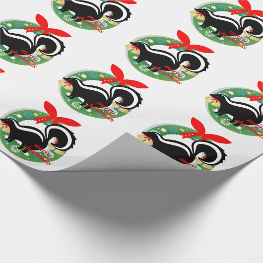 kerst skunk cadeaupapier (Hoek)