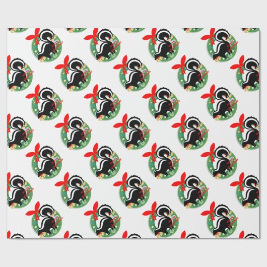kerst skunk cadeaupapier (Vlak)