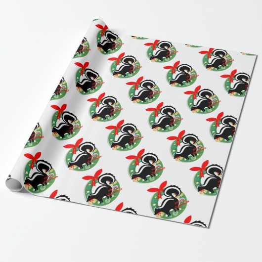 kerst skunk cadeaupapier (Uitgerold)