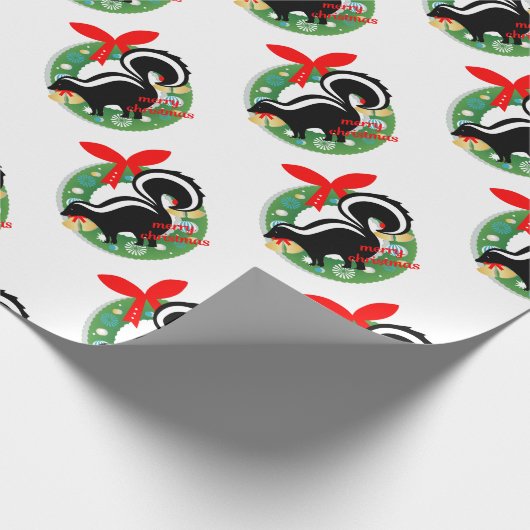 kerst skunk cadeaupapier (Hoek)